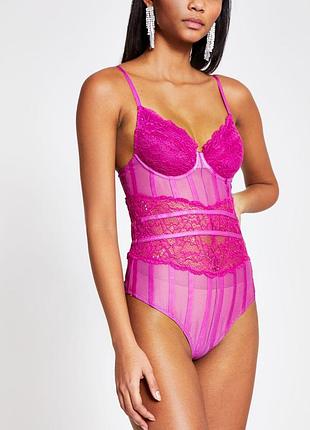 Боді малинове ажурне river island