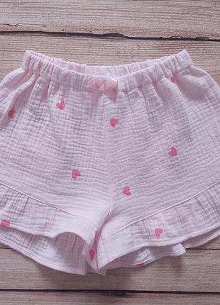 Детская розовая муслиновая пижама в сердечки 5