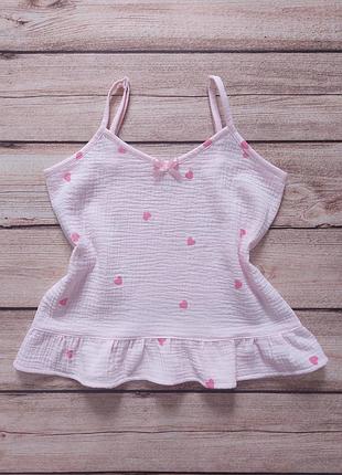 Детская розовая муслиновая пижама в сердечки 3