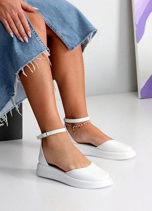 24937 туфлі літні шкіряні, босоніжки закриті з ремінцем