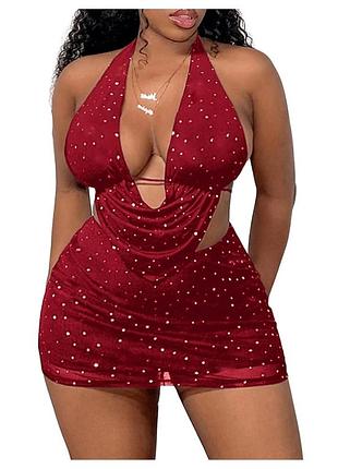 Костюм з стразами топ юбка комплект вечірній звабливий