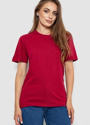Футболка женская однотонная, цвет бордовый