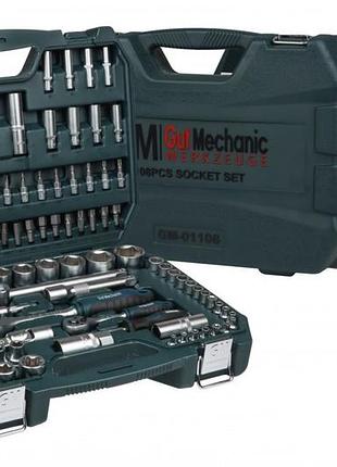 Набір інструментів gut mechanic 108 шт — торцеві головки, біти, тріскачки, у кейсі gm01108