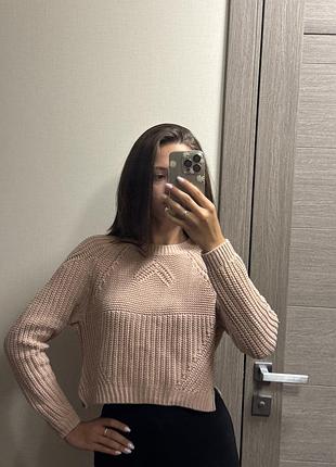Жіночий короткий пудровий светр, h&m, розмір s