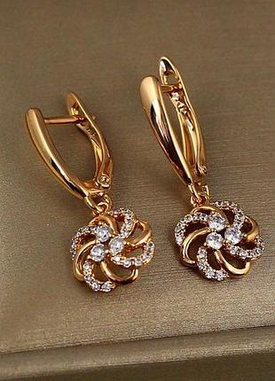 Серьги xuping jewelry подвески мальва 2.6 см золотистые love-shopping