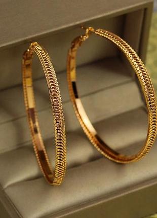 Серьги кольца хuping jewelry бриз 5 см золотистые love-shopping