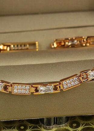 Браслет xuping jewelry гравій з білими каменями 19 см 5 мм золотистий love-shopping