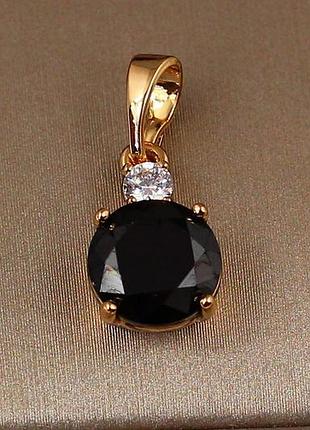 Кулон xuping jewelry капитошка с черным камнем 7 мм золотистый love-shopping