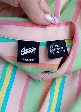 Легка сорочка в смужку, сорочка з коротким рукавом, віскоза