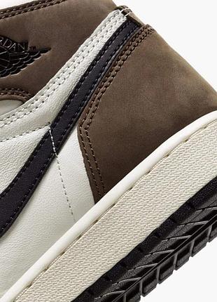 Kросівки оригінальні стильні шкіряні жиночі nike air jordan 1 high og “dark mocha”, унісекс, made in china9 фото