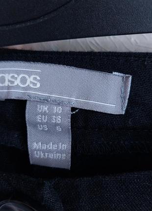 Жіночі напівлляні бриджі asos uk10 s 44р., льон з бавовною,  чорні, літні9 фото