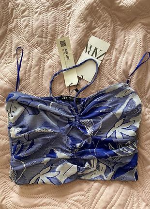 Квітковий топ бандо zara з вирізами