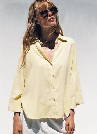 Блуза топ из льна и хлопка р. xs оверсайз!!