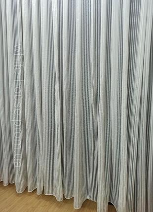 Тюль в полоску кремовая на сетке