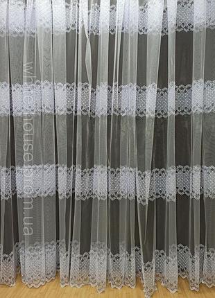Нежная тюль с вышивкой на сеточке