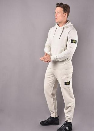 Брендові  штани джогери  stone island 64151 hoodie ivory