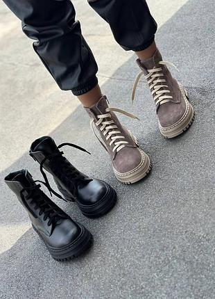 Ботинки женские натуральная замша/кожа