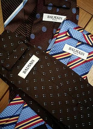 Balmain, галстук краватка шелк коричневый голубой3 фото