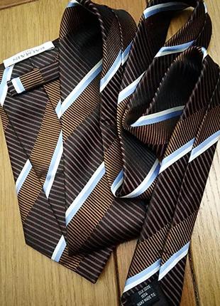 Balmain, галстук краватка шелк коричневый голубой10 фото
