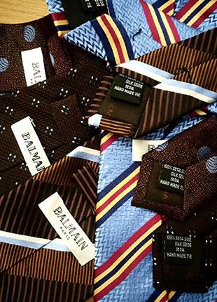 Balmain, галстук краватка шелк коричневый голубой2 фото