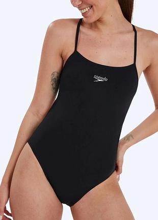 Спортивний суцільний суцільний купальник speedo eco endurance thinstrap чорний xxs/xs