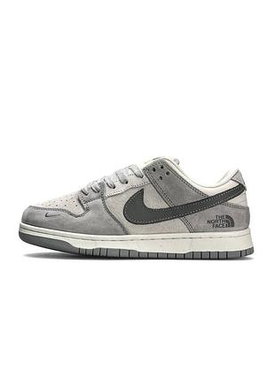 Женские кроссовки nike sb dunk low x the north face grey white