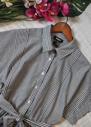 Платье dkny миди с поясом женское платье в полоску натуральное легкое 6
