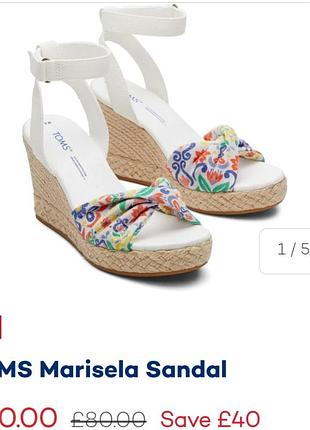 Новые босоножки сандали и на танкетке toms 39