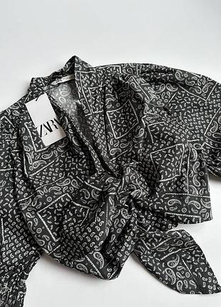 Бавовняна блуза в бандана стилі zara6 фото