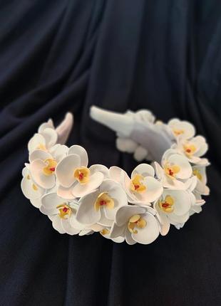 Ободок ручной работы из фоамирана, для девочек и женщин с орхидеями