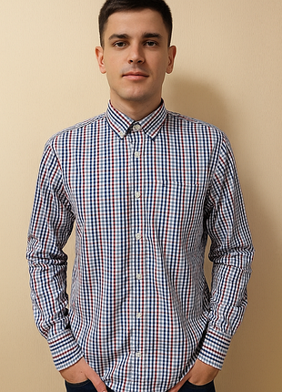 Хлопковая рубашка в разноцветную клетку tommy hilfiger 80's 2 ply made in mauritius