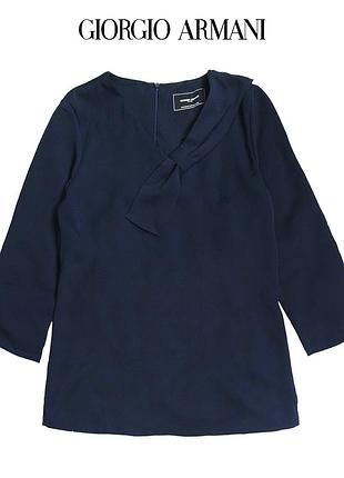 Синя блуза з бантом на декольте giorgio armani