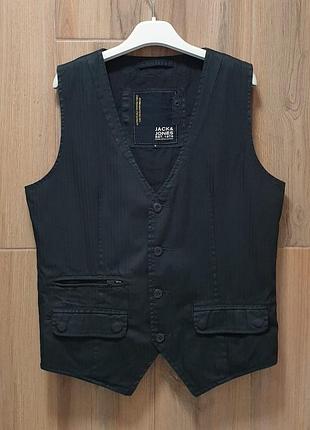 Jack &amp; jones - жилет котоновый - m • 50 - черный - 12019874 - кэжуал жилетка мужская классическая - ж50