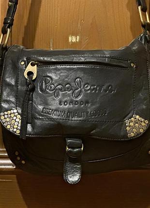 Брутальна жіноча сумка/ рepe jeans london /шкіра