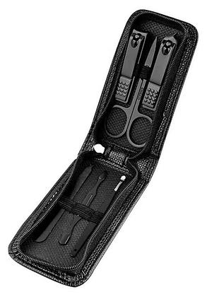 Набір манікюрних ножиць для нігтів 6 штук чорний