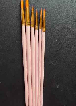 Набор из 6 шт кистей для боди-арта artist brushes розовые