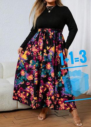 Довга сукня з контрастною спідницею shein 4xl без пояса