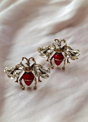 Красивые серьги насекомые в красном цвете 💫