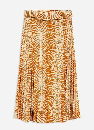 Мідіспідниця плісе topshop zebra print belted midi skirt — m