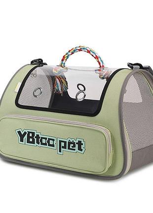 Сумка переноска для кота кішки маленької собаки до 8 кг зелена
