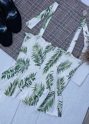 Літній топ h&m s топ бавовняний трикотажний топ на гумці з бретелями завʼязками