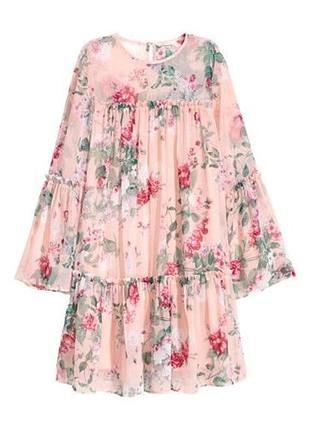 H&m яркое воздушное платье в цветы