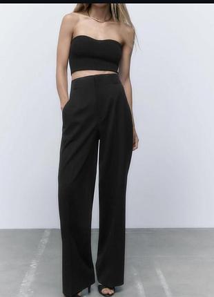 Чорні прямі брюки штани класичний діловий стиль zara