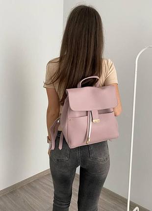Женский рюкзак брендовый с эко кожи пудра