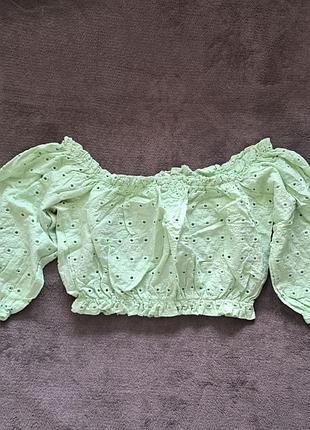 Женский топ pull &amp; bear размер l топ зеленого цвета женский зеленый топ
