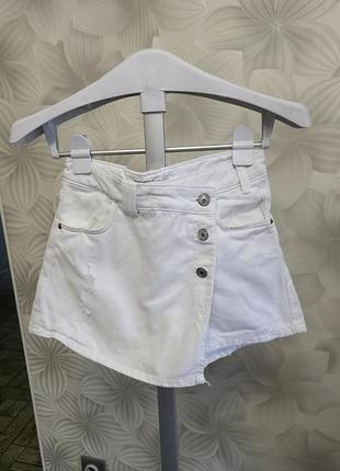 Юбка-шорты джинс zara белые р.140