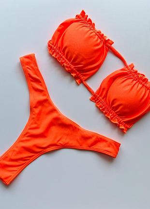 Купальник помаранчевий шторка зі стрингами