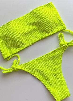 Купальник жовтий жатка зі стрингами