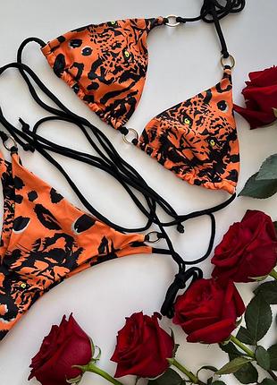 Купальник помаранчевий з довгими шлейками