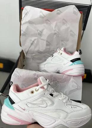 Женские кроссовки nike m2k tekno white pink grey blue